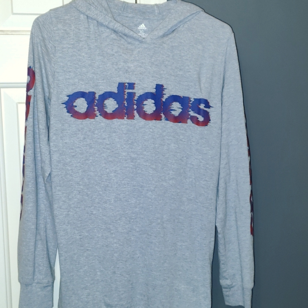 adidas xl hooded long sleeve shirt